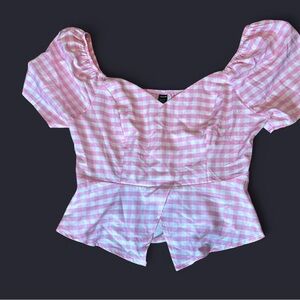 SHEIN Pink Checkered Blouse